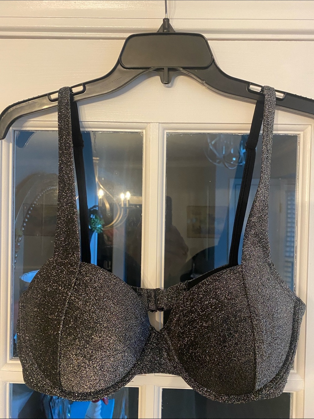 VS Sparkle Underwire Balconette Swim Top- Black / Silver Glitter
